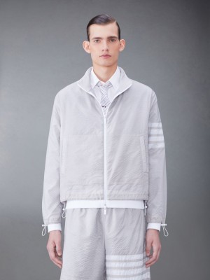 Vestes Thom Browne Ultralight Ripstop 4-Bar Funnel Neck Homme Grise | DGM96N29754