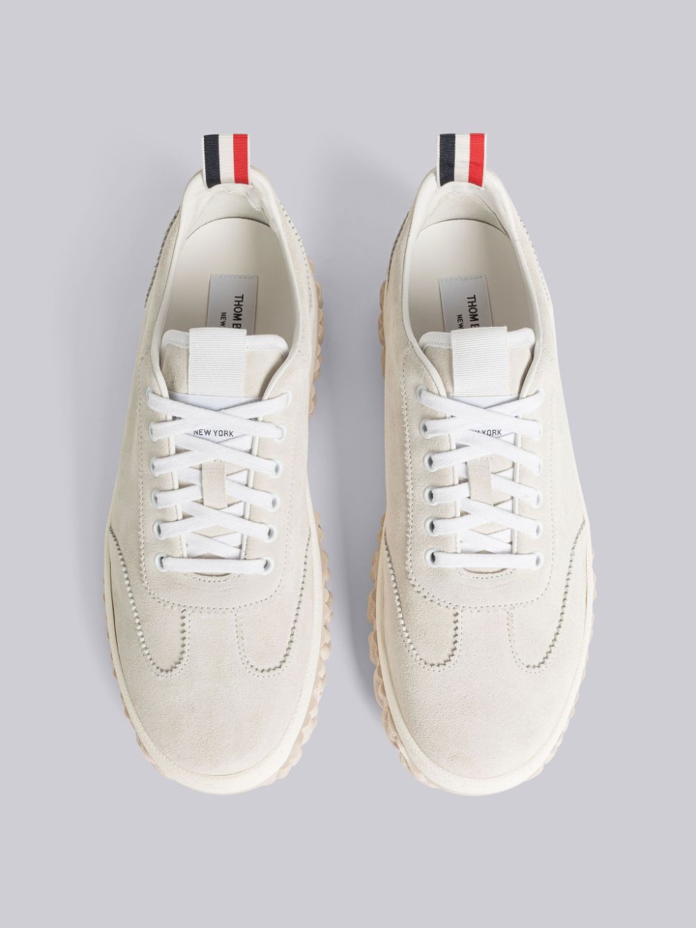 Basket Thom Browne CALF SUEDE CABLE KNIT SOLE FIELD Homme Blanche | CFP24N67612