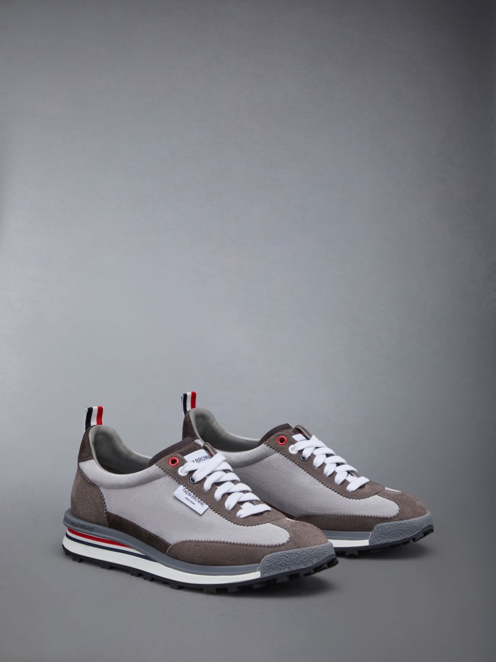 Basket Thom Browne Calf Suede Tech Runner Femme Grise | HPI66M55706