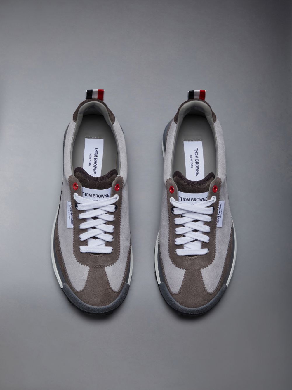 Basket Thom Browne Calf Suede Tech Runner Femme Grise | HPI66M55706