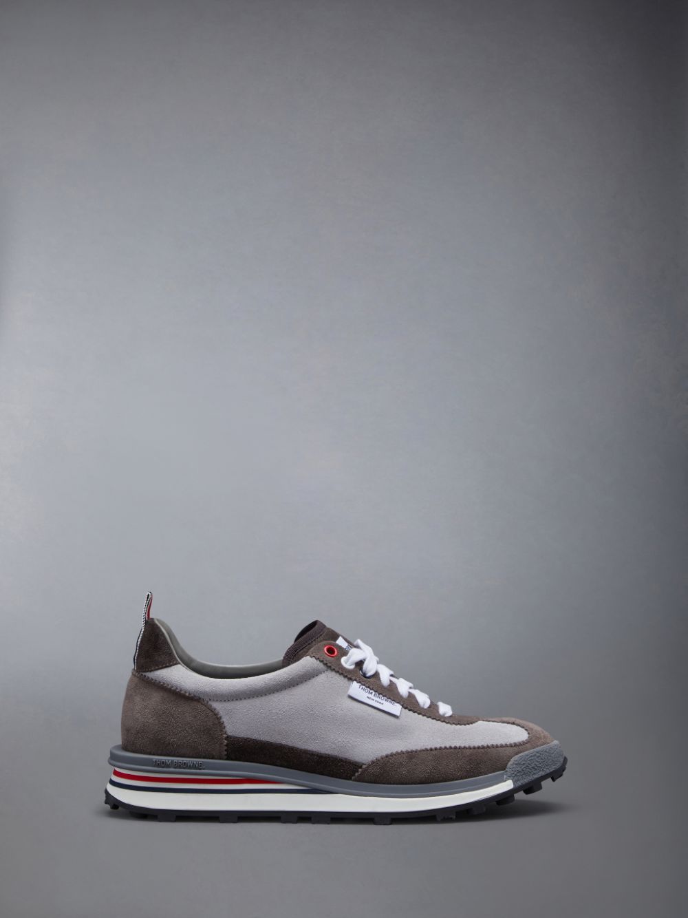 Basket Thom Browne Calf Suede Tech Runner Femme Grise | HPI66M55706