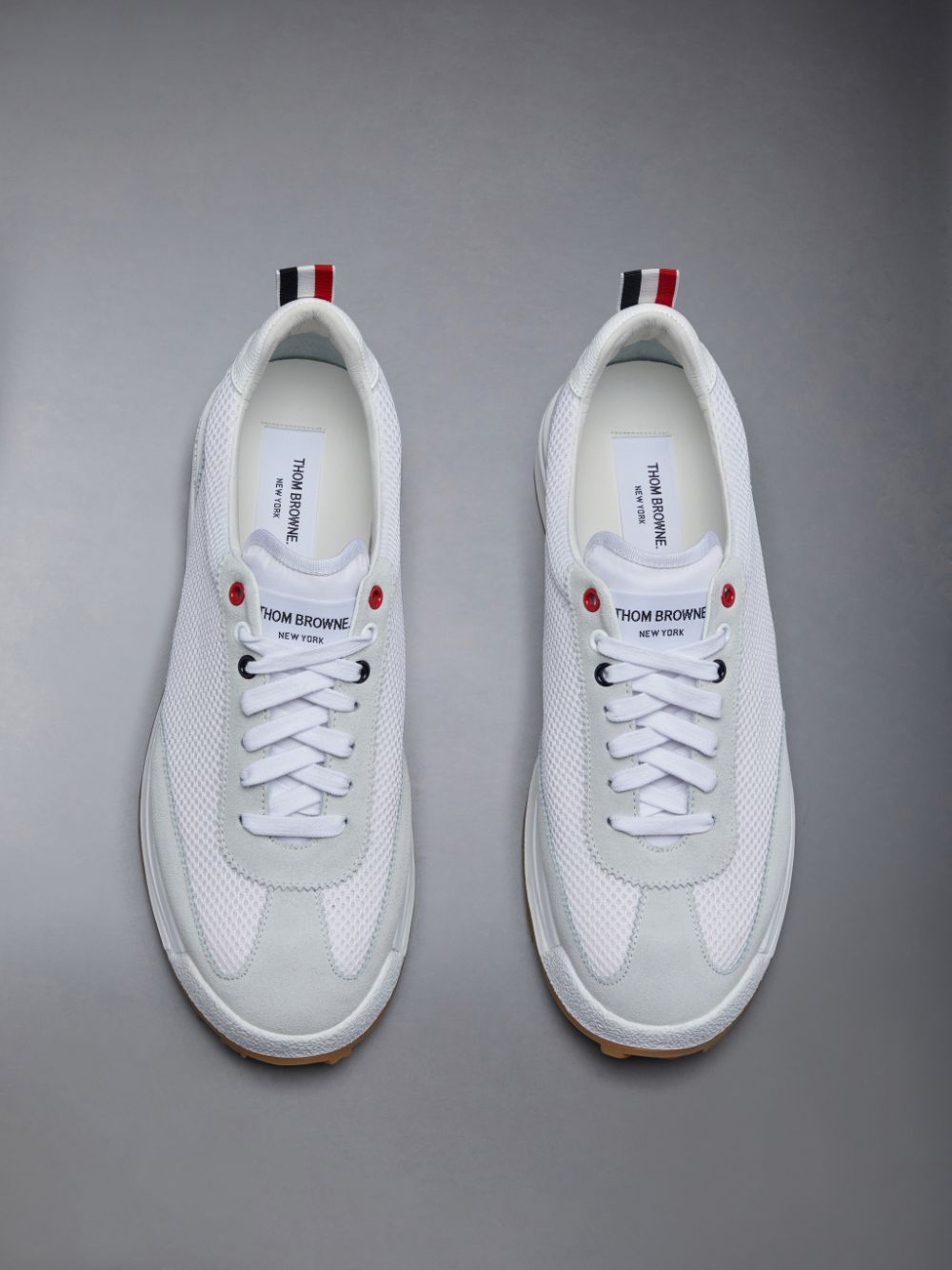 Basket Thom Browne FINE SUEDE TECH RUNNER Homme Blanche | VYB42L16804