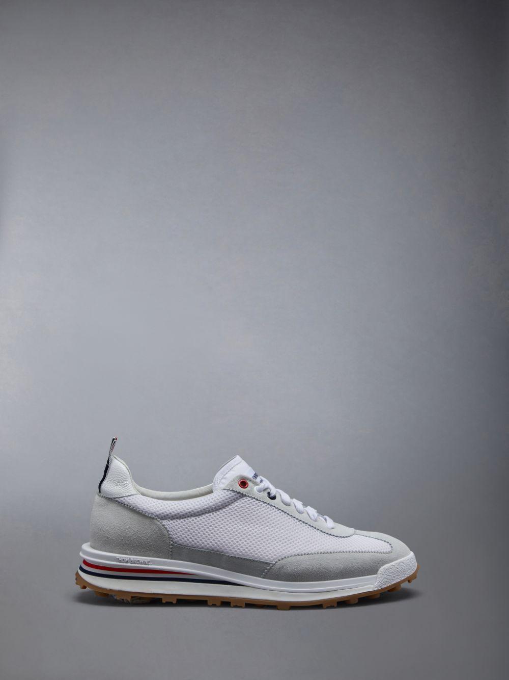 Basket Thom Browne FINE SUEDE TECH RUNNER Homme Blanche | VYB42L16804