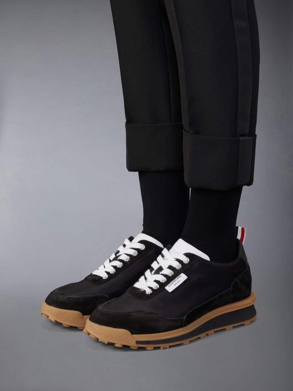 Basket Thom Browne Tech Nylon Alumni Femme Noir | ELN33O40695
