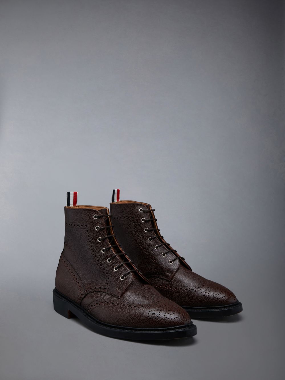Botte Thom Browne Pebble Grain Wingtip Homme Marron | NKQ69C17087