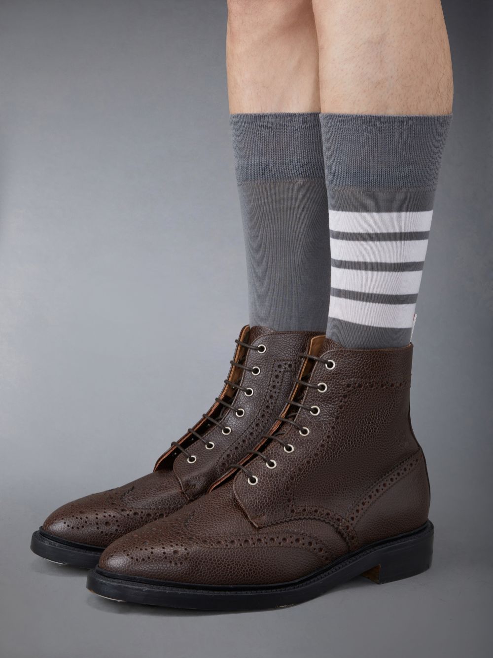 Botte Thom Browne Pebble Grain Wingtip Homme Marron | NKQ69C17087