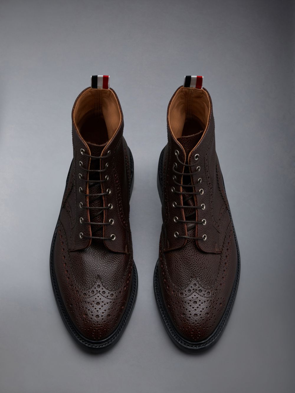 Botte Thom Browne Pebble Grain Wingtip Homme Marron | NKQ69C17087