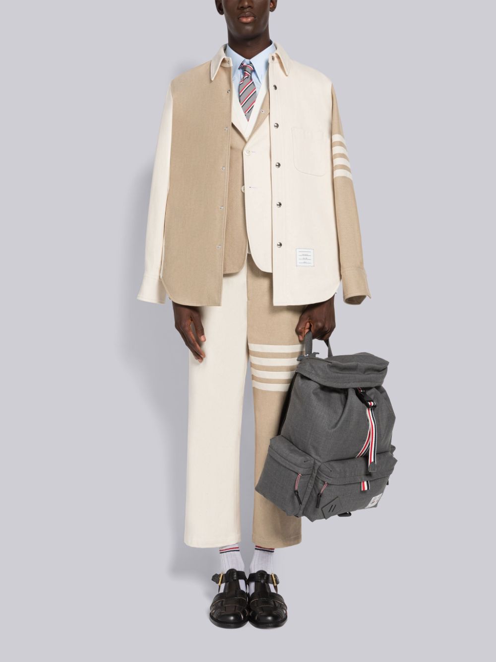 Cardigan Thom Browne Baby Cable Rib Cotton 4-Bar V-Neck Homme Blanche | WRR72V20783