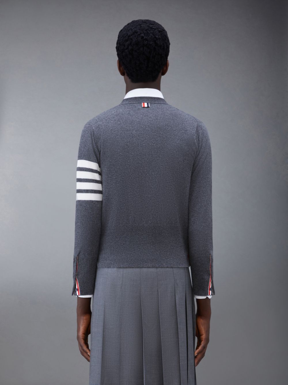 Cardigan Thom Browne Cashmere 4-Bar Classic V-Neck Homme Grise | LBD84L20046