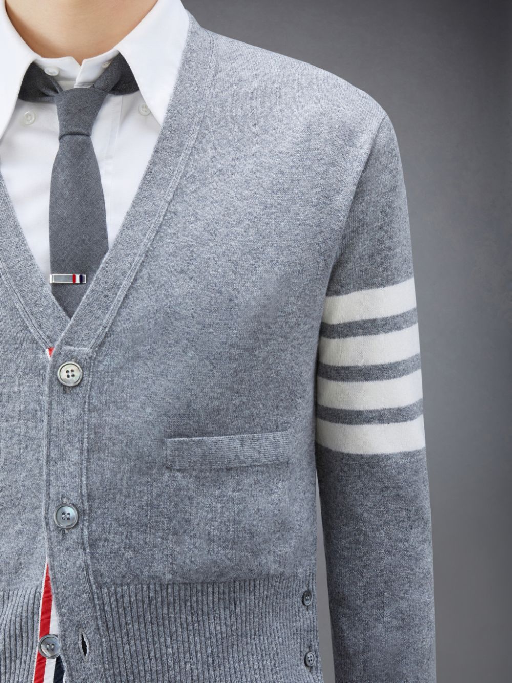 Cardigan Thom Browne Cashmere 4-Bar Classic V-Neck Homme Grise | VOF57I34279