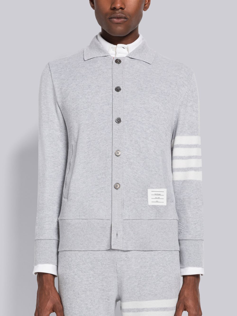 Cardigan Thom Browne Cashmere Waffle 4-Bar Jacket Homme Grise | HBN51Y20386