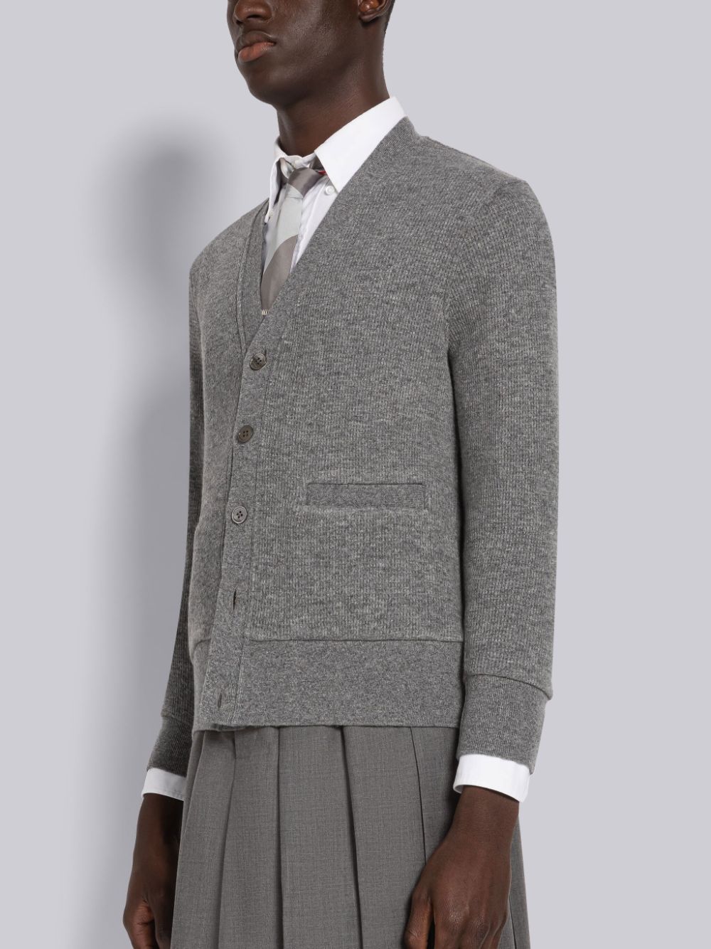 Cardigan Thom Browne Cashmere Waffle Homme Grise | RIT39L53454