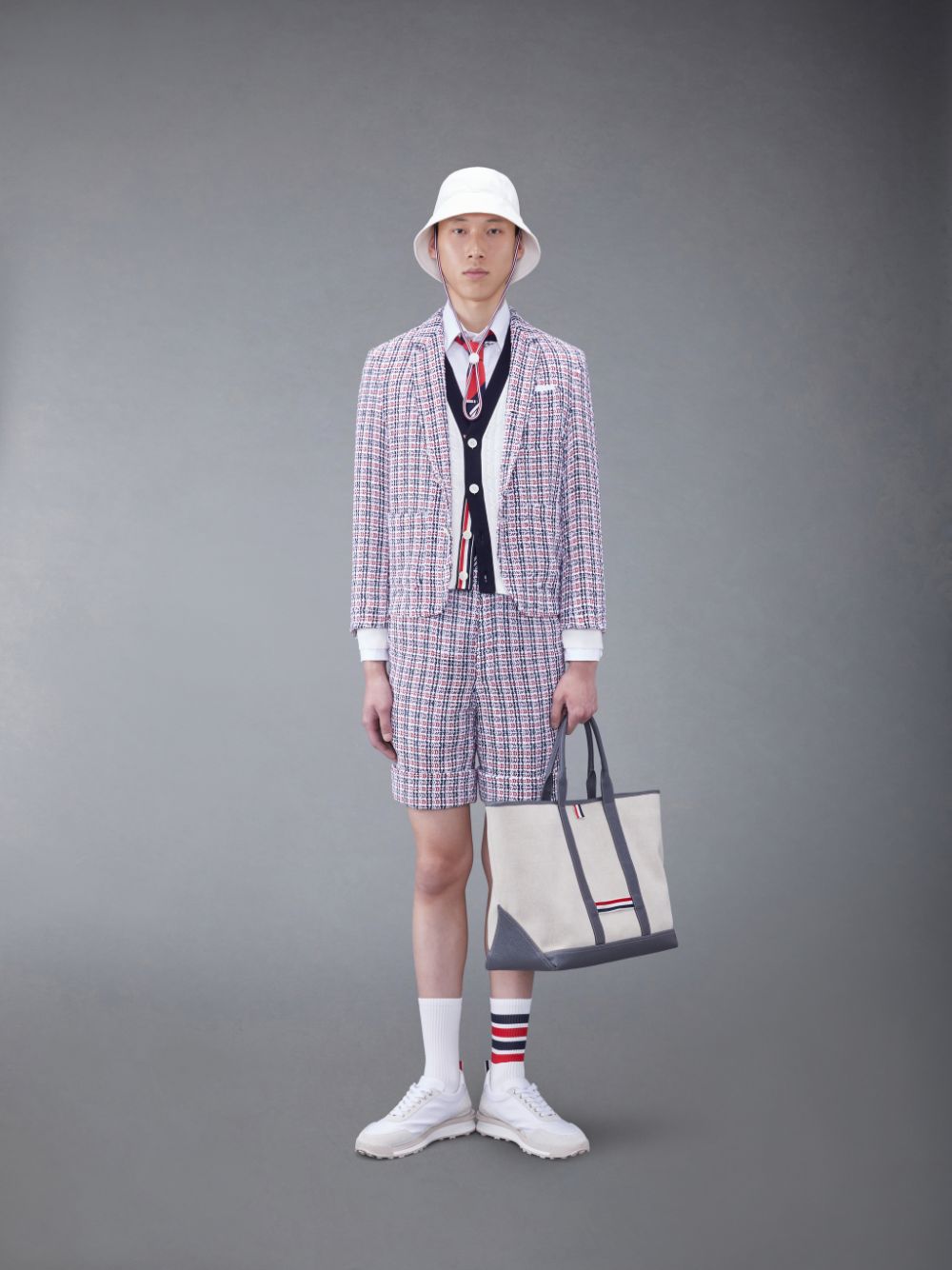 Cardigan Thom Browne Cotton 4-Bar V-Neck Cable Homme Blanche | IFB56J30791