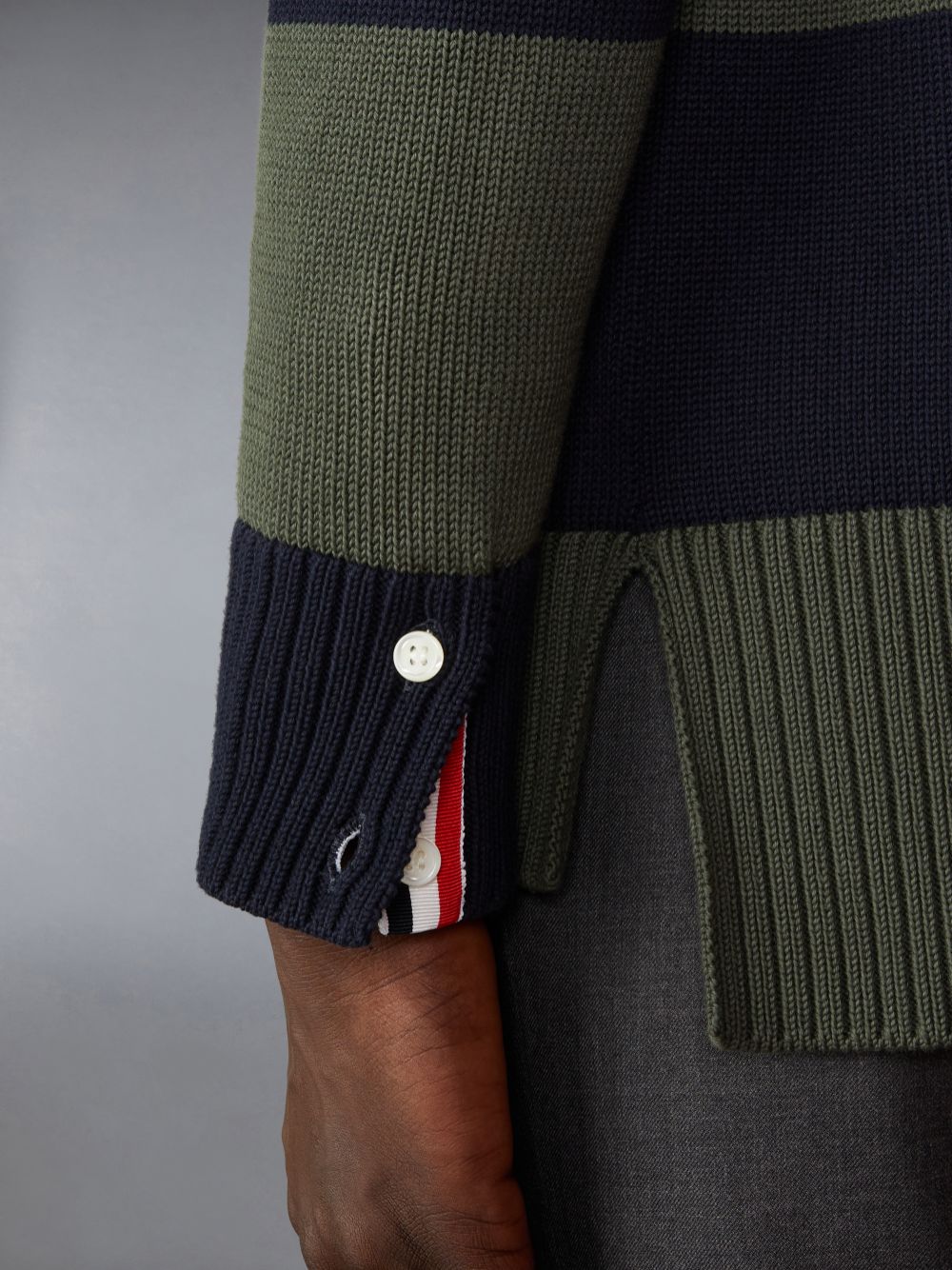 Cardigan Thom Browne Cotton Rugby 4-Bar Rose Icon Homme Bleu | EII56H04635