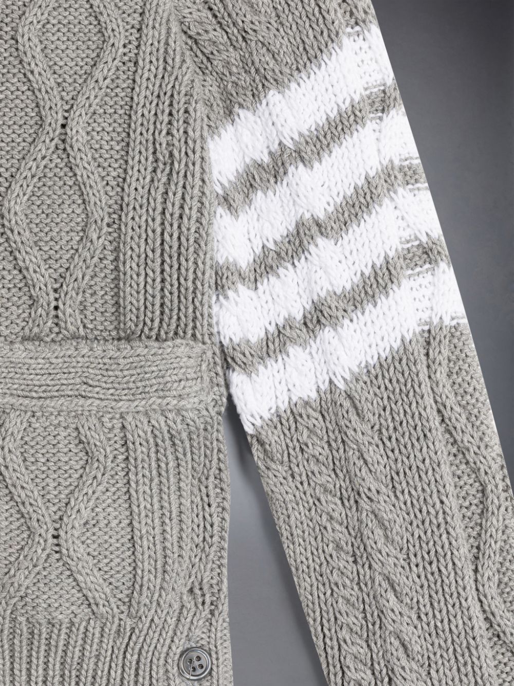 Cardigan Thom Browne Cotton V-neck Fille Grise | UXT81R90072