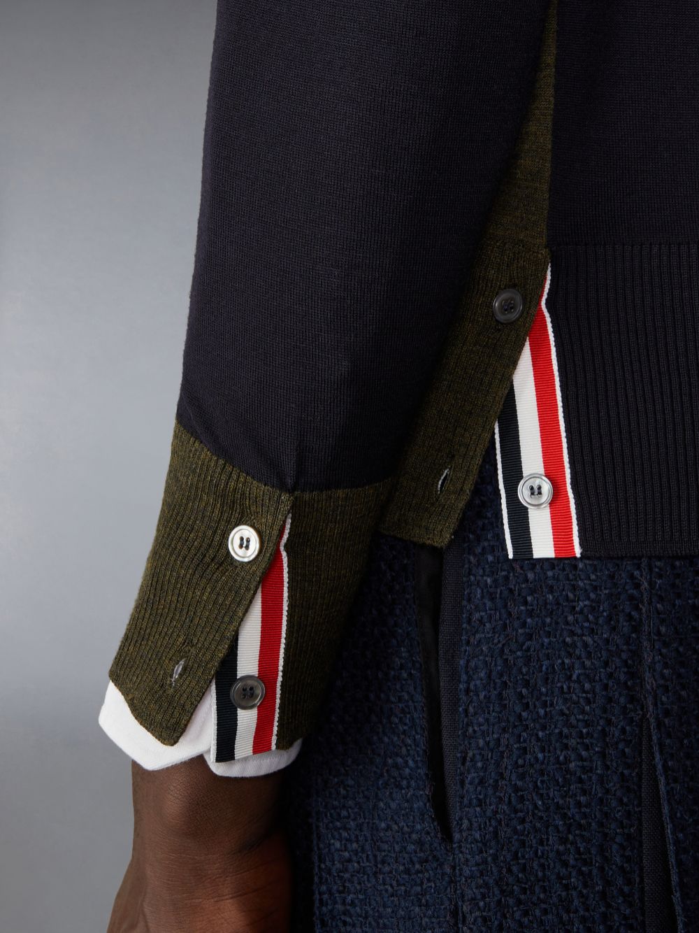 Cardigan Thom Browne Funmix Fine Merino Wool 4-Bar Homme Bleu | AIN48O57897