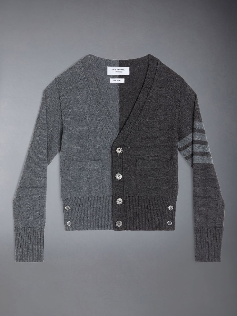 Cardigan Thom Browne Funmix Wool 4-Bar V-neck Fille Grise | ZOT18X77832