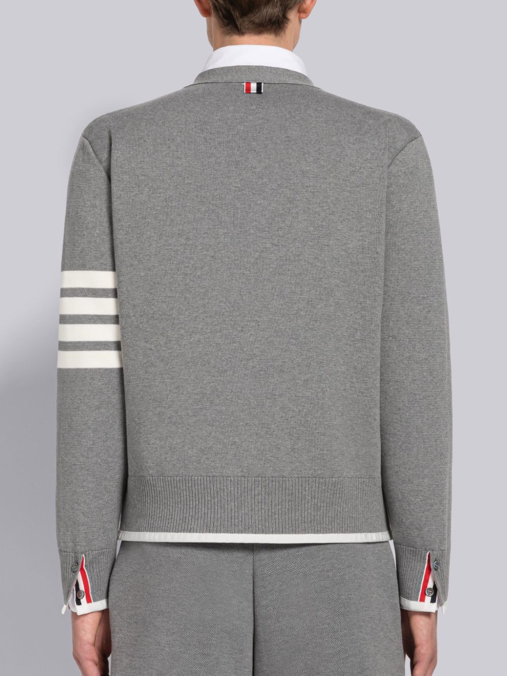 Cardigan Thom Browne MILANO STITCH COTTON 4-BAR BOXY V-NECK Homme Grise | AUR61Q31187