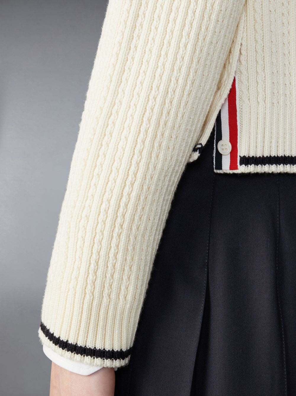 Cardigan Thom Browne Merino Wool 4-Bar Cropped Femme Blanche | VMU04O22024