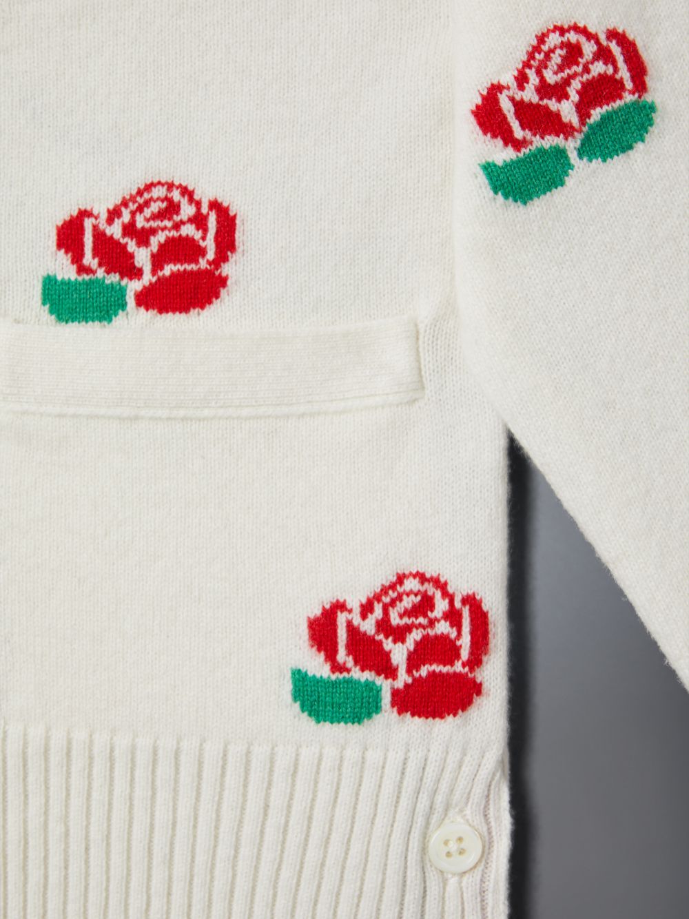 Cardigan Thom Browne Merino Wool Rose and Raven Fille Blanche | XIK93J47166