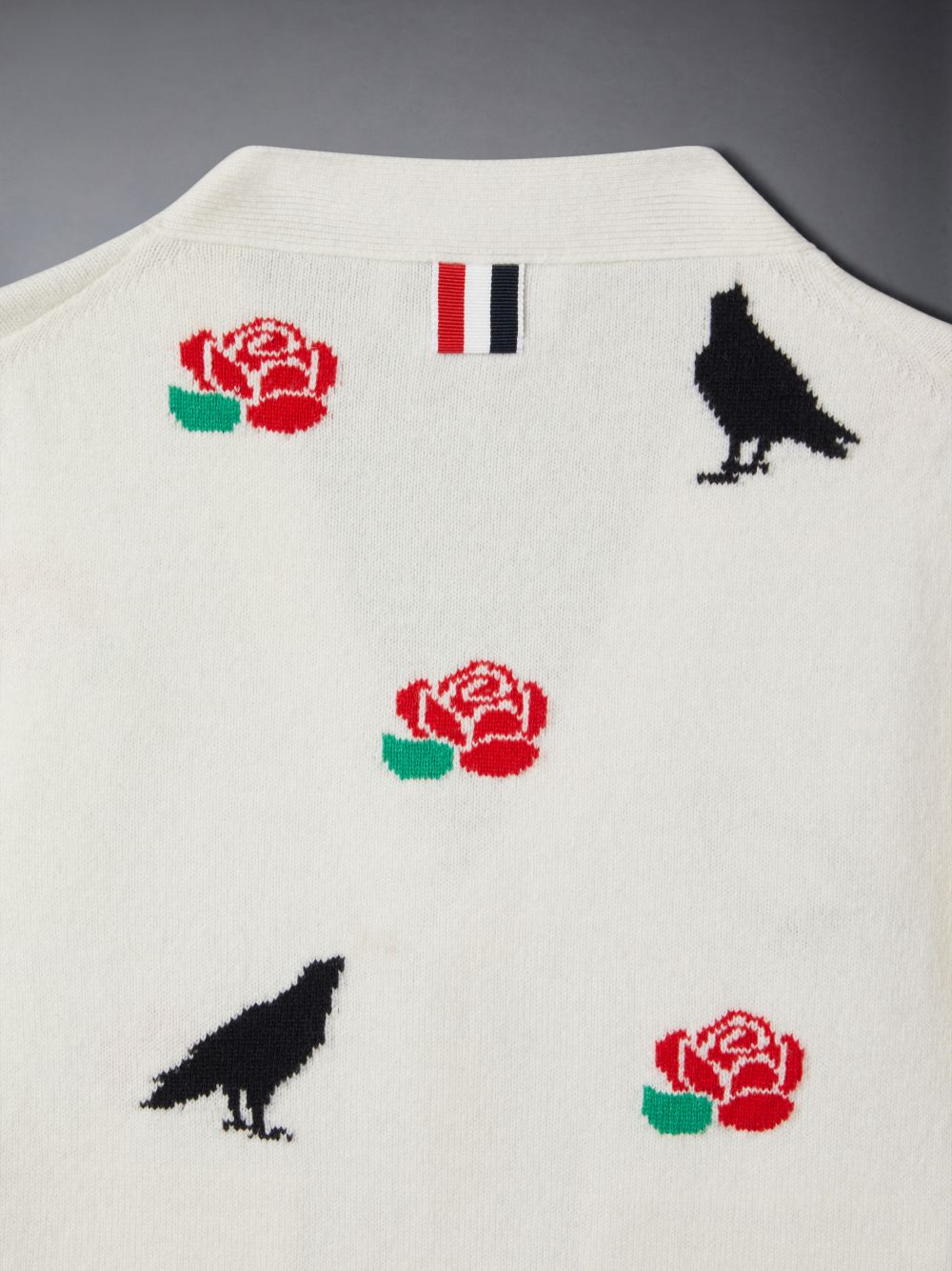 Cardigan Thom Browne Merino Wool Rose and Raven Fille Blanche | XIK93J47166