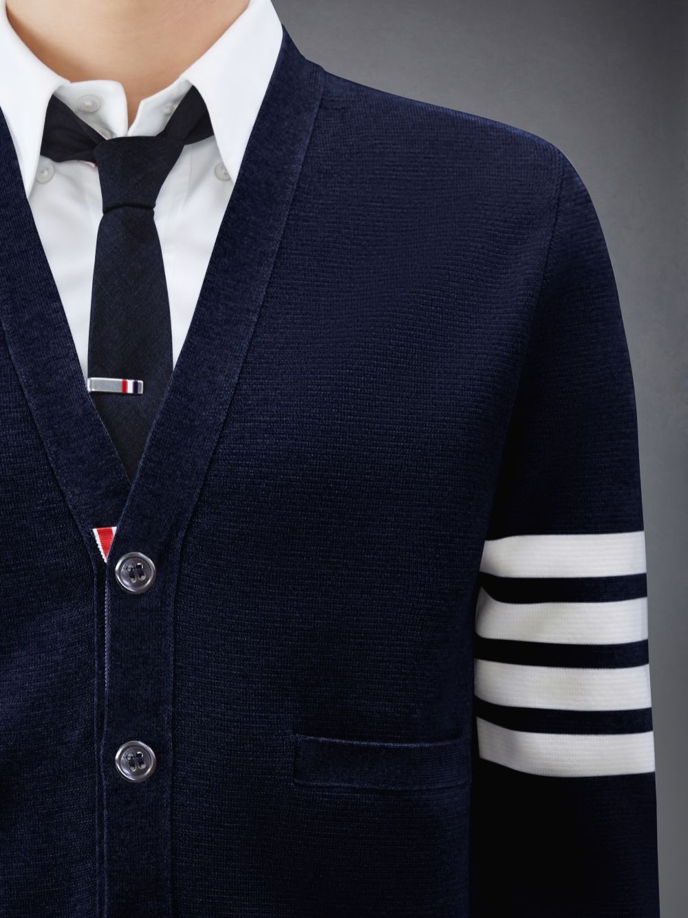 Cardigan Thom Browne Wool 4-Bar V-Neck Homme Bleu | RVF18Q76868
