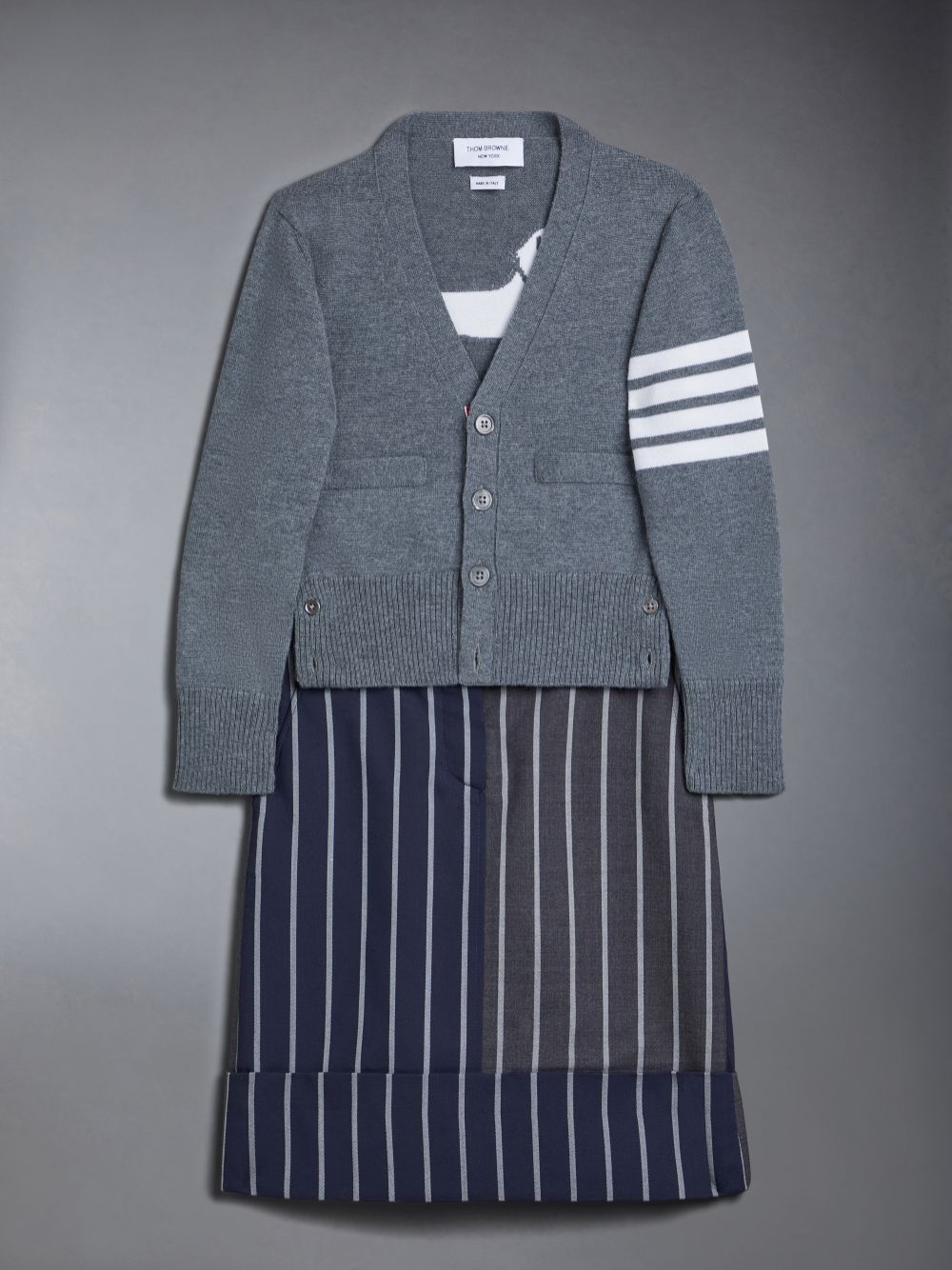 Cardigan Thom Browne Wool Cashmere 4-Bar Hector Classic Fille Grise | TSS39C70518