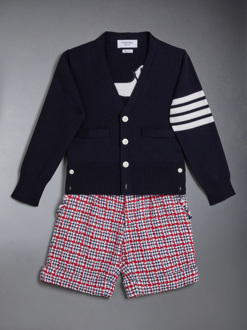 Cardigan Thom Browne Wool Cashmere 4-Bar Hector Classic Fille Bleu | DCD78U64396