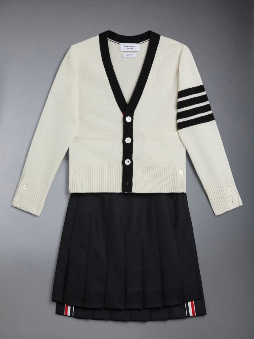 Cardigan Thom Browne Wool Cashmere 4-Bar Calssic Fille Beige | KHK36S78245
