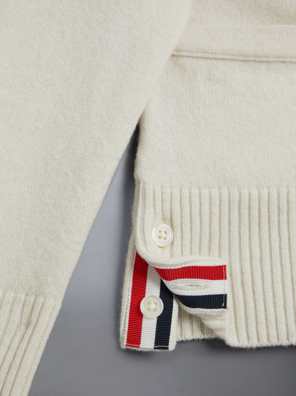 Cardigan Thom Browne Wool Cashmere 4-Bar Calssic Fille Beige | KHK36S78245