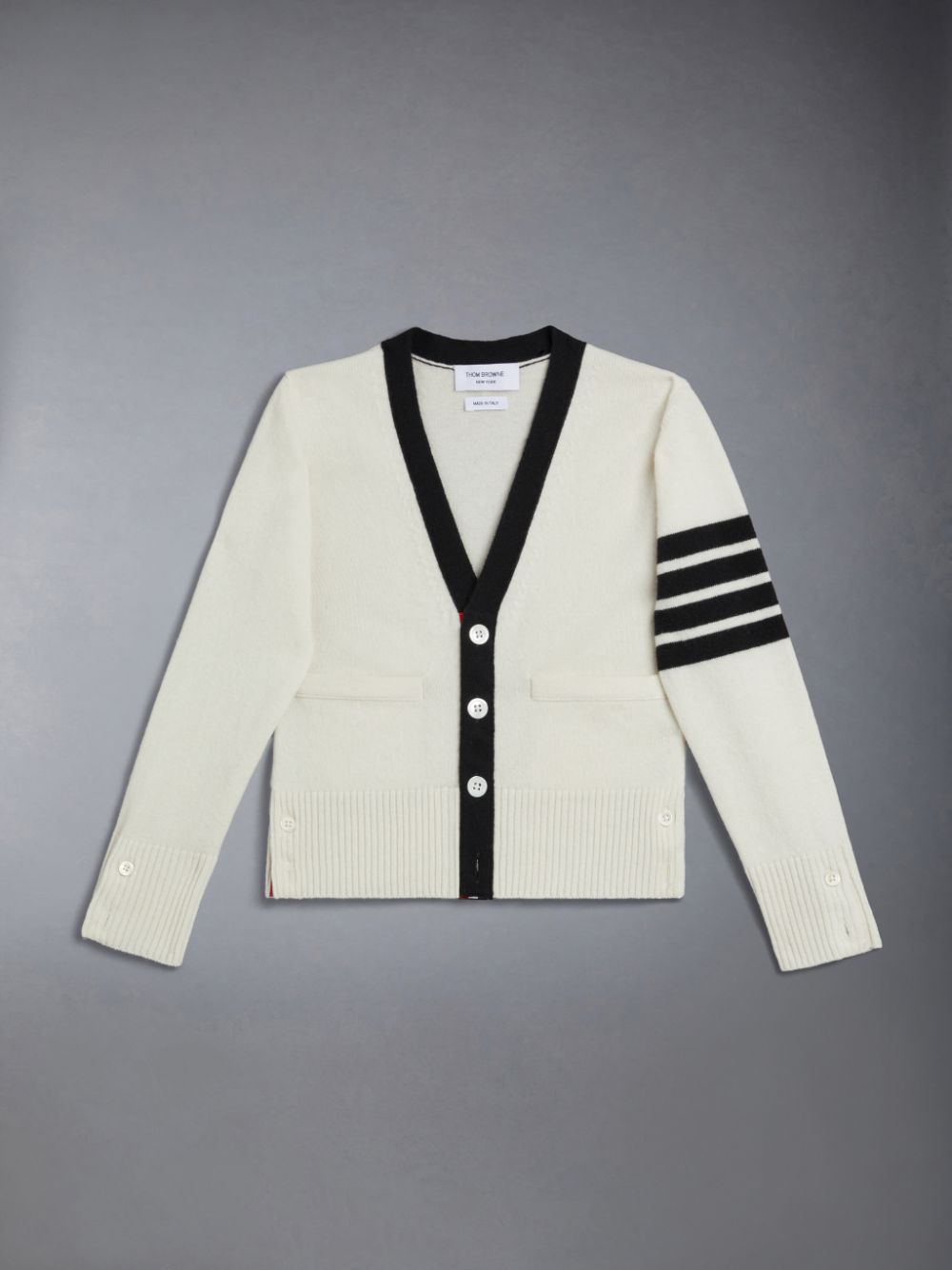Cardigan Thom Browne Wool Cashmere 4-Bar Calssic Fille Beige | KHK36S78245