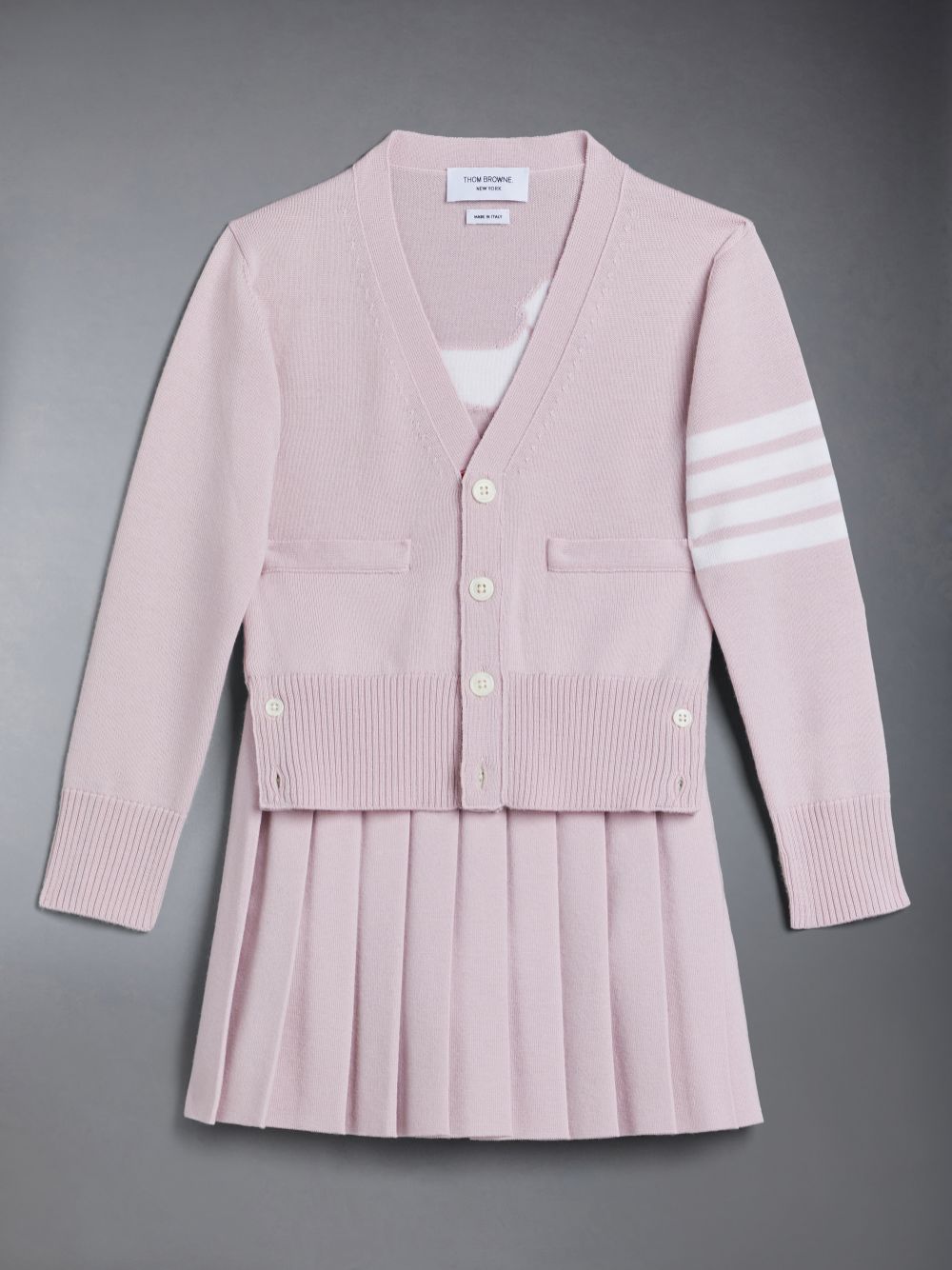 Cardigan Thom Browne Wool Cashmere 4-Bar Hector Classic Fille Rose | LOQ80D42605