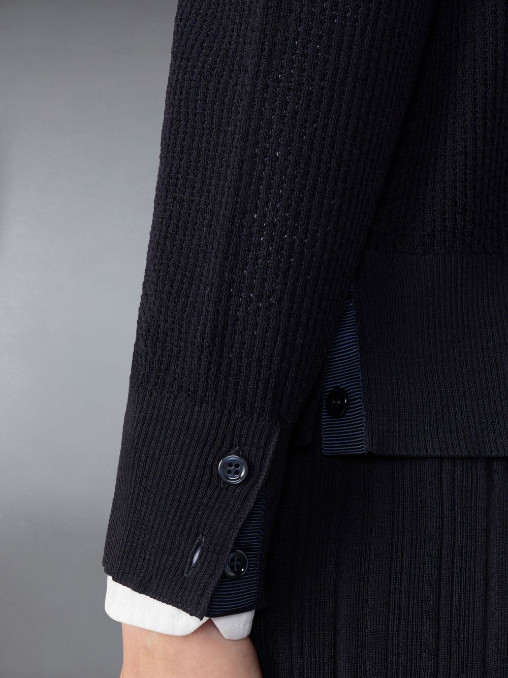 Cardigan Thom Browne Wool Crepe 4-Bar Relaxed Fit Femme Bleu | UXV13L33218