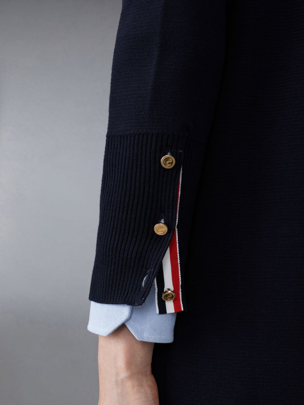 Cardigan Thom Browne Wool Long V-Neck Femme Bleu | JUJ58S32877