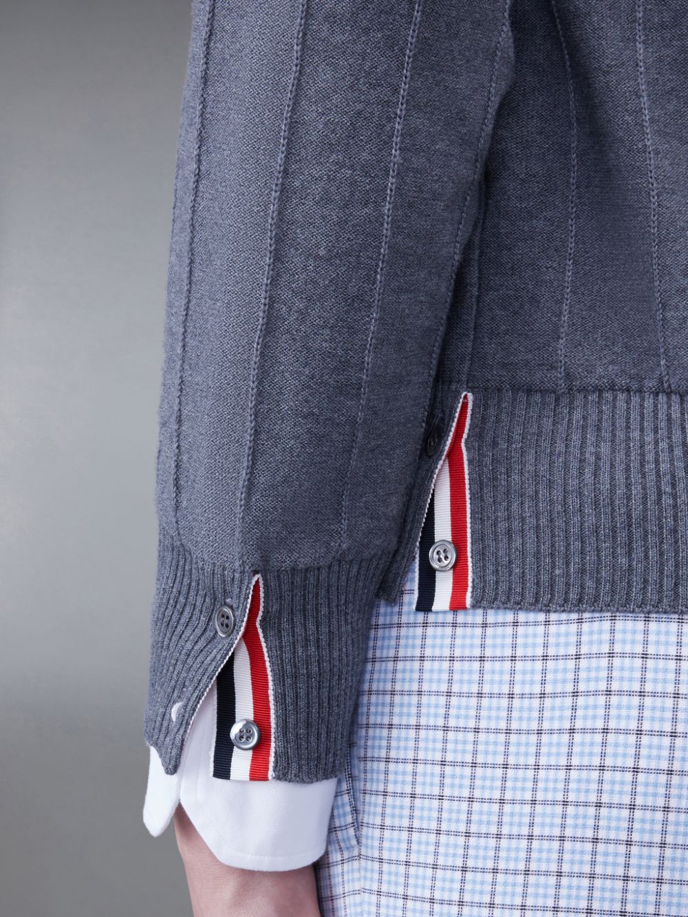 Cardigan Thom Browne Wool Relaxed V-Neck Armband Homme Grise | FYL11N63188
