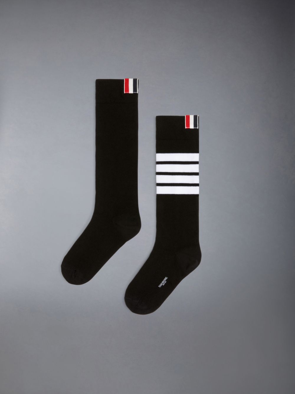 Chaussette Thom Browne Cotton 4-Bar Knee High Garcon Noir | OIT33M11396