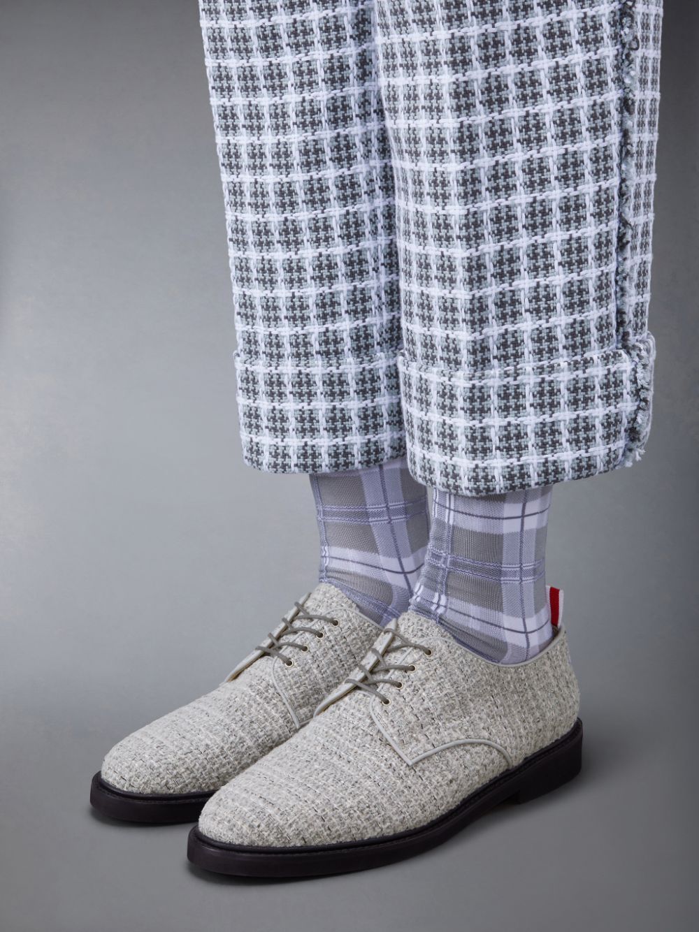 Chaussure Richelieu Thom Browne Cotton Tweed Micro Sole Uniform Homme Grise | LGY81F96941