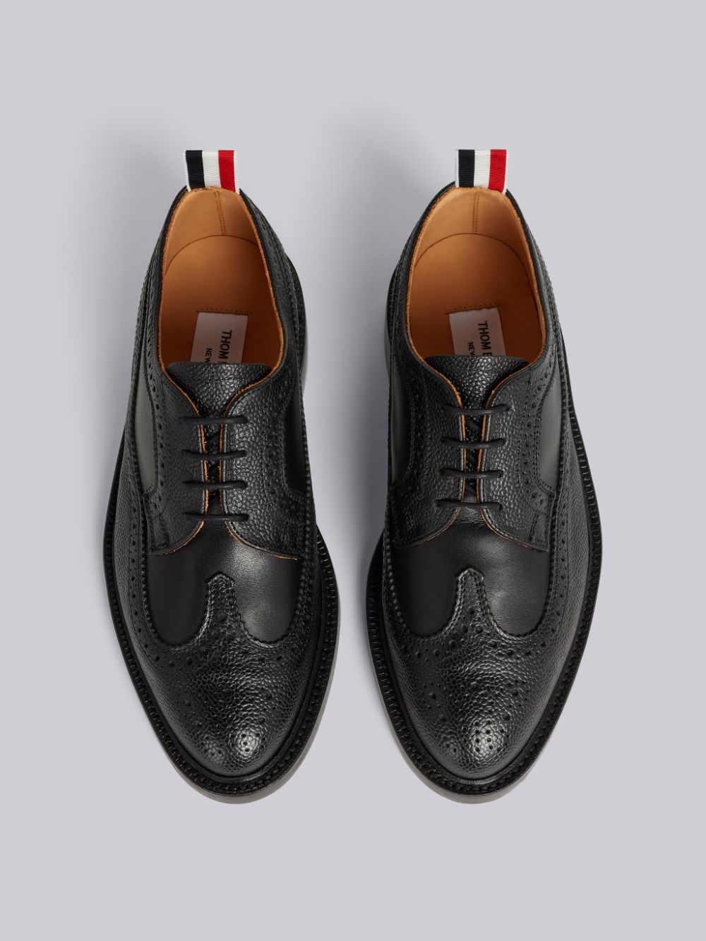 Chaussures Richelieu Thom Browne Pebbled Calfskin Mix Longwing Femme Noir | SGQ17I68548