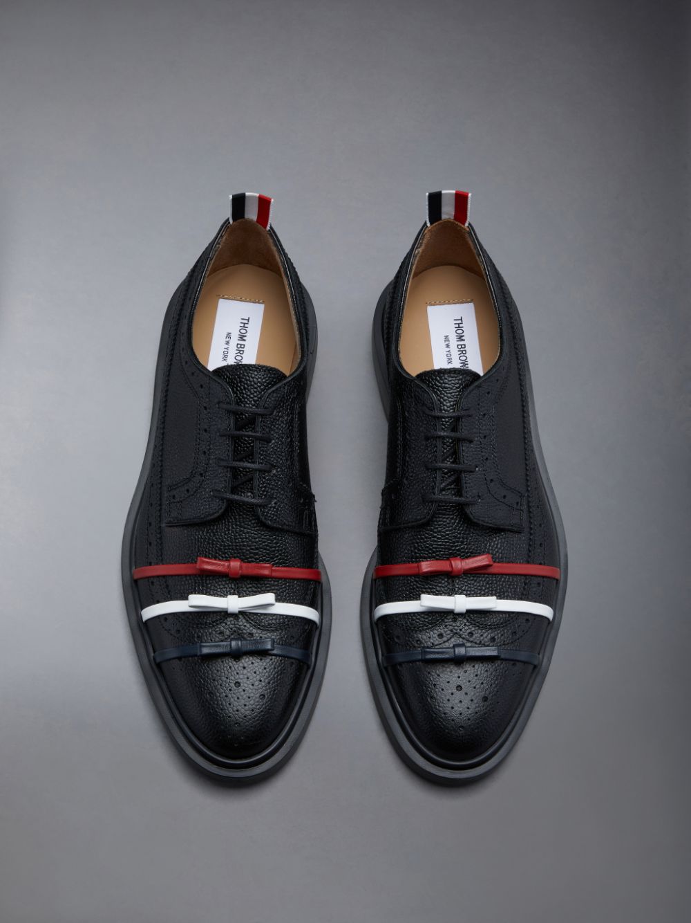 Chaussures Richelieu Thom Browne Rubber Sole 3-Bow Longwing Femme Noir | MEG60A39808