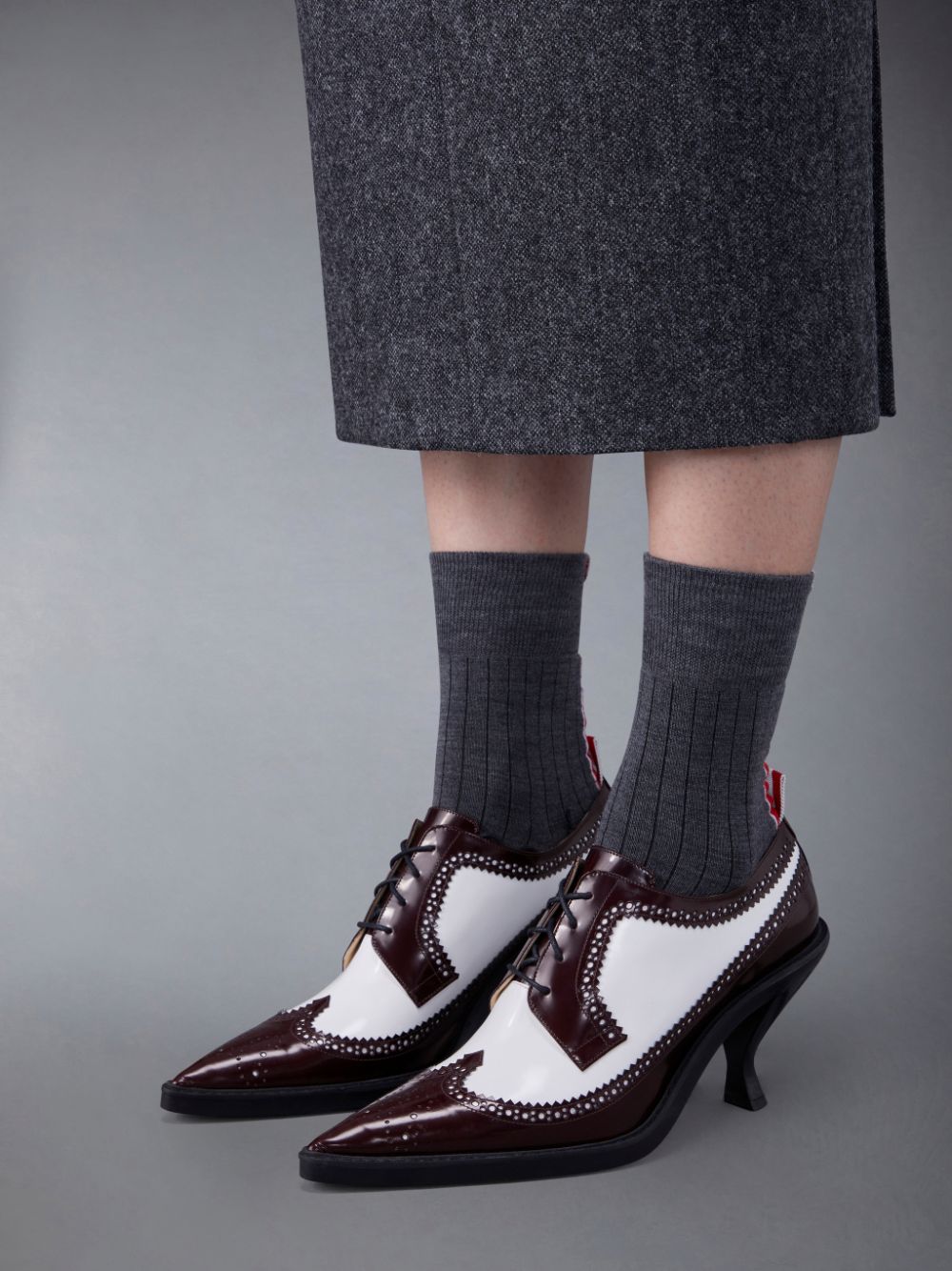 Chaussures Richelieu Thom Browne Soft Spazzolato 75mm Curved Heel Longwing Spectator Femme Rouge | ELX02P17087