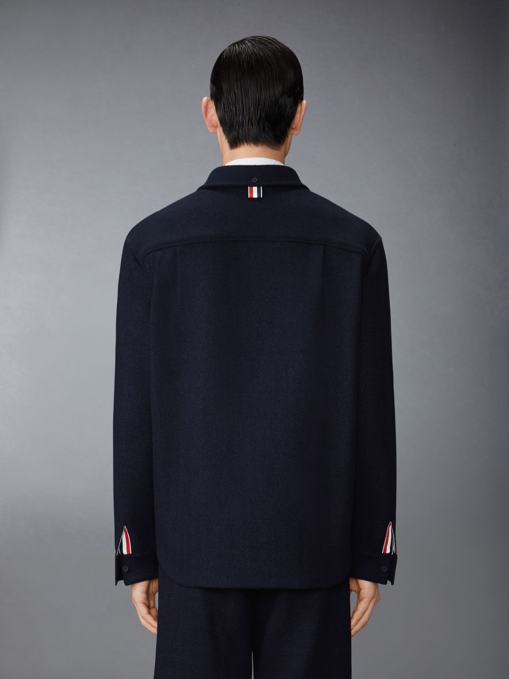 Chemises Thom Browne Boiled Cotton Wool Herringbone Oversized Homme Bleu | QLO08O51836