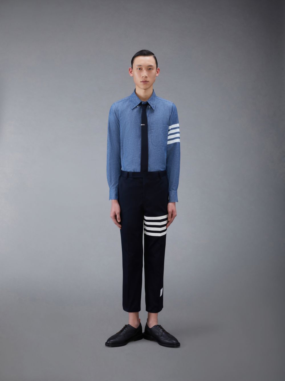 Chemises Thom Browne Chambray 4-Bar Homme Bleu | GZC38P67484