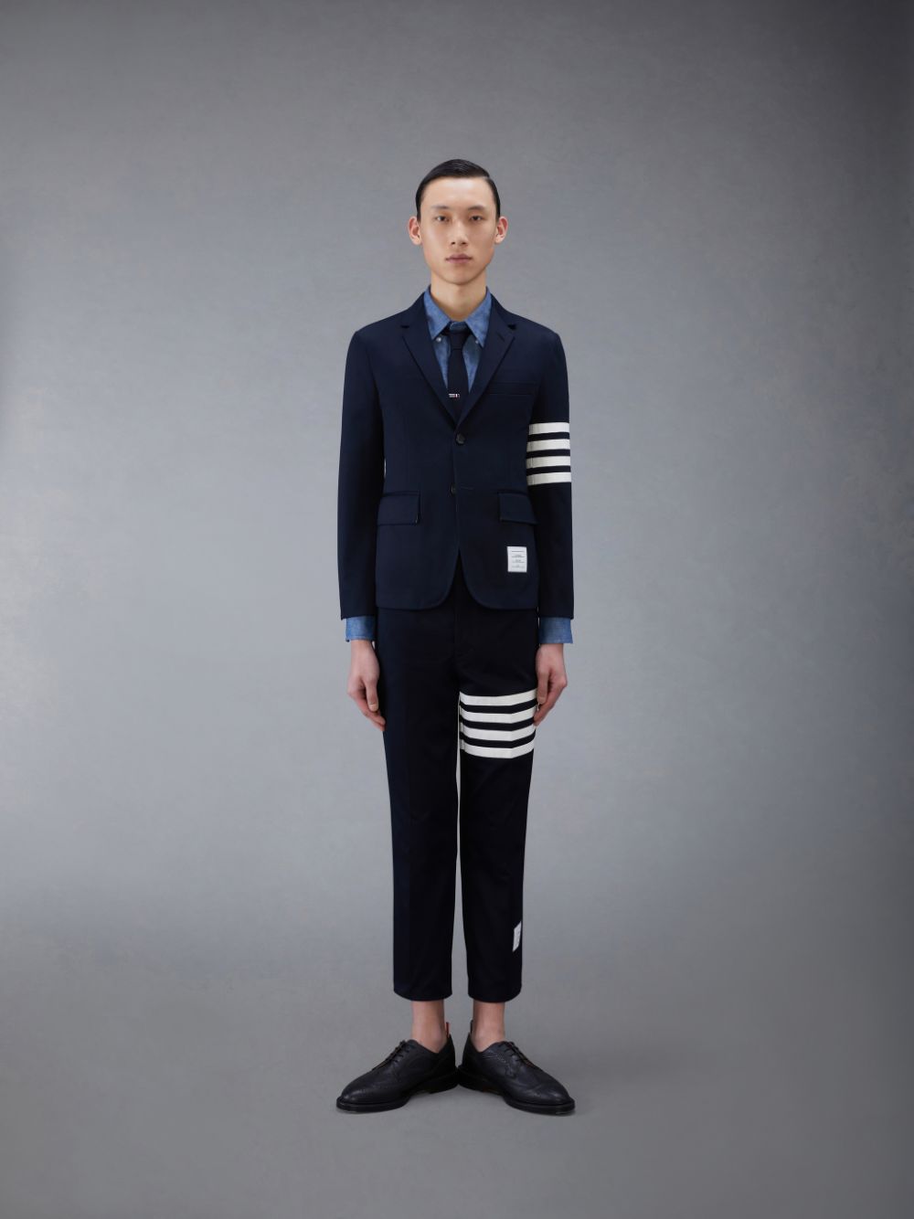 Chemises Thom Browne Chambray 4-Bar Homme Bleu | GZC38P67484