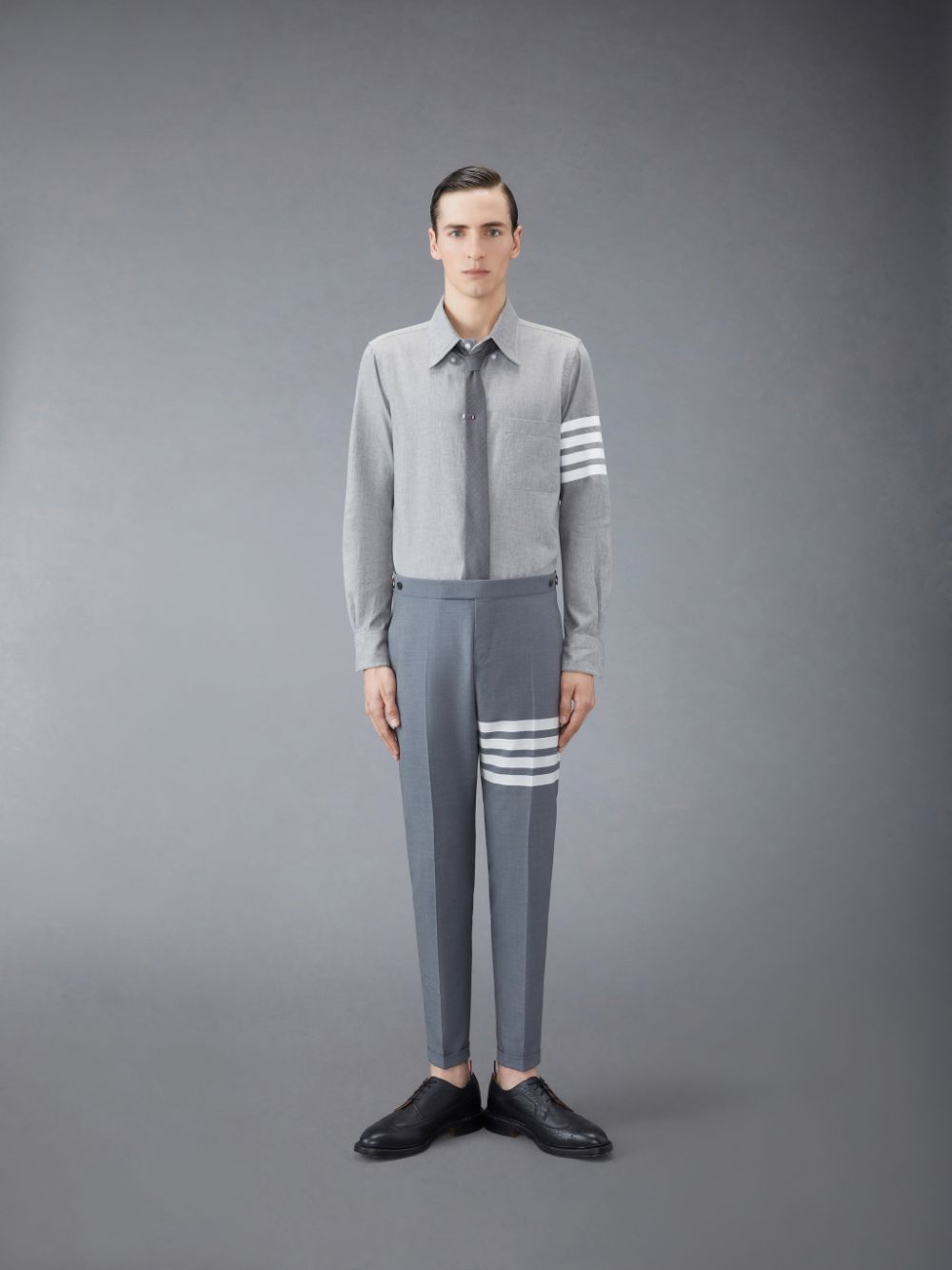 Chemises Thom Browne Chambray 4-Bar Homme Grise | GGZ47P20131