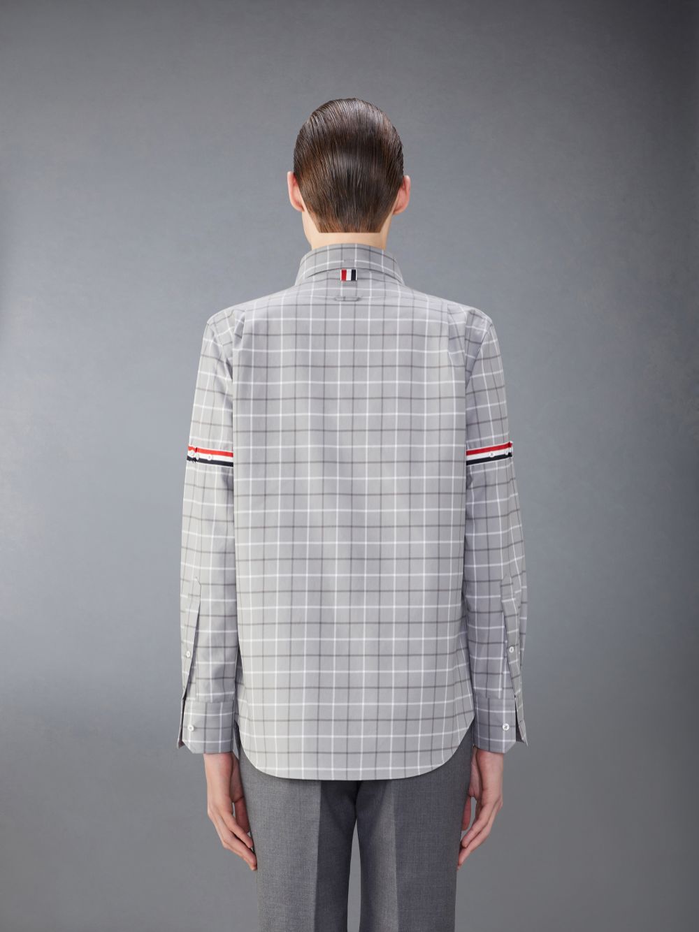 Chemises Thom Browne Check Cotton Flannel Armband Homme Grise | MXA86F73533