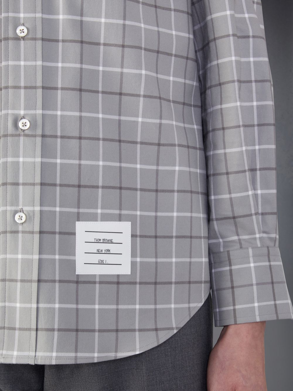 Chemises Thom Browne Check Cotton Flannel Armband Homme Grise | MXA86F73533