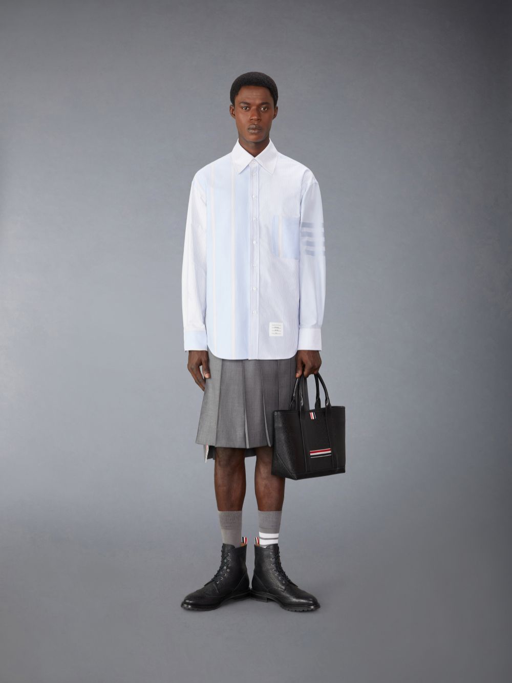 Chemises Thom Browne Cotton 4-Bar Oversized Homme Bleu | REU71G40226