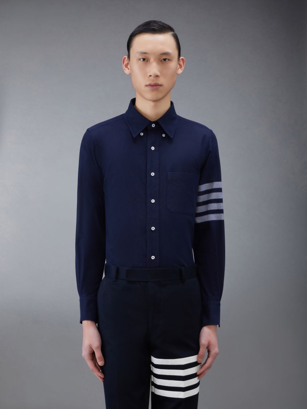 Chemises Thom Browne Flannel 4-Bar Homme Bleu | KII76A11827