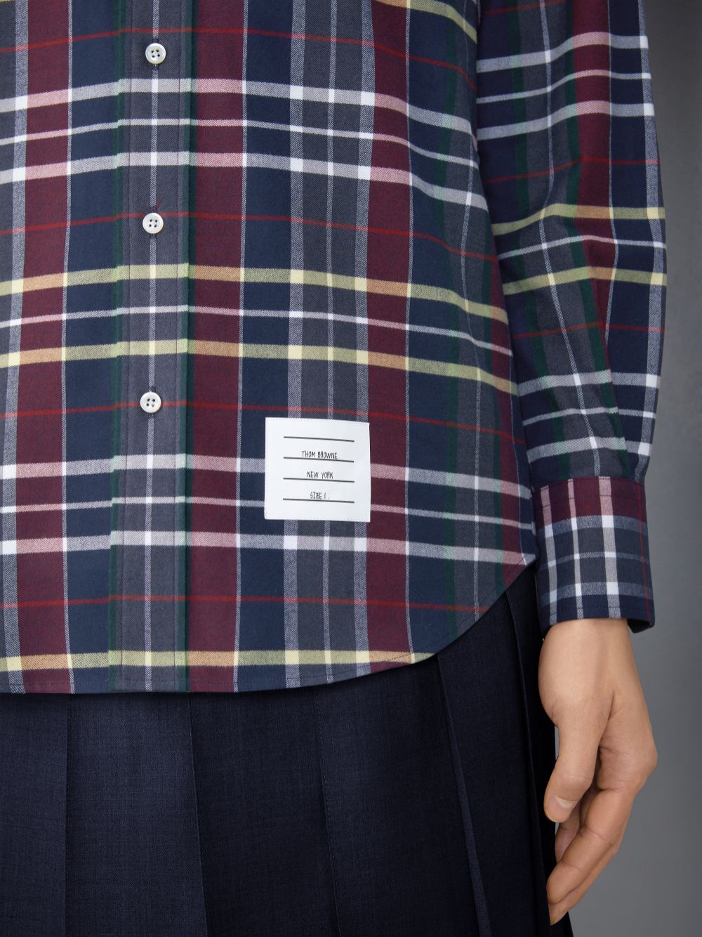 Chemises Thom Browne Hunting Tartan Cotton Flannel Armband Homme Bleu | ZMQ85C91400