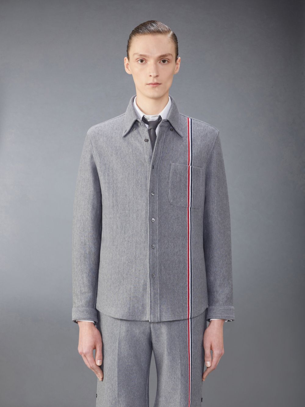 Chemises Thom Browne Knit Cotton Jacket Homme Grise | SDS27Z42961